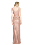 Affordable V-Neck Floor Length Sleeveless Long Rose Gold Bridesmaid Dresses Ayleen