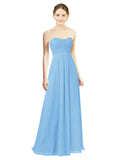 Periwinkle A-Line Sweetheart Strapless Long Bridesmaid Dress Melany