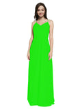 Long Sheath V-Neck Sleeveless Lime Green Chiffon Bridesmaid Dress Marla