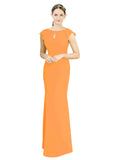 Orange Mermaid High Neck Cap Sleeves Long Bridesmaid Dress Paisleigh 