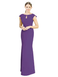 Plum Purple Mermaid High Neck Cap Sleeves Long Bridesmaid Dress Paisleigh 