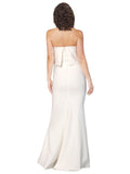 RightBrides Mark Long A-Line Strapless Floor Length Sleeveless Ivory Stretch Crepe Bridesmaid Dress
