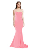 RightBrides Nana Long Mermaid Strapless Sweetheart Floor Length Sleeveless Hot Pink Stretch Crepe Bridesmaid Dress