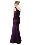 Grape Mermaid One Shoulder Long Satin Bridesmaid Dress Raelynn