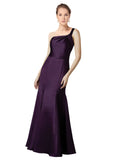 Grape Mermaid One Shoulder Long Satin Bridesmaid Dress Raelynn