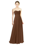 Brown A-Line Sweetheart Strapless Long Bridesmaid Dress Melany