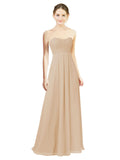 Champagne A-Line Sweetheart Strapless Long Bridesmaid Dress Melany