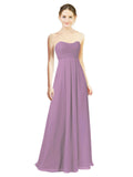 Dark Lavender A-Line Sweetheart Strapless Long Bridesmaid Dress Melany