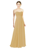 Gold A-Line Sweetheart Strapless Long Bridesmaid Dress Melany