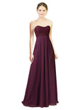 Grape A-Line Sweetheart Strapless Long Bridesmaid Dress Melany