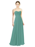 Icelandic Silver A-Line Sweetheart Strapless Long Bridesmaid Dress Melany