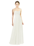 Ivory A-Line Sweetheart Strapless Long Bridesmaid Dress Melany