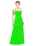 Lime Green A-Line Sweetheart Strapless Long Bridesmaid Dress Melany