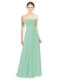 Mint Green A-Line Sweetheart Strapless Long Bridesmaid Dress Melany