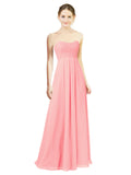 Salmon A-Line Sweetheart Strapless Long Bridesmaid Dress Melany