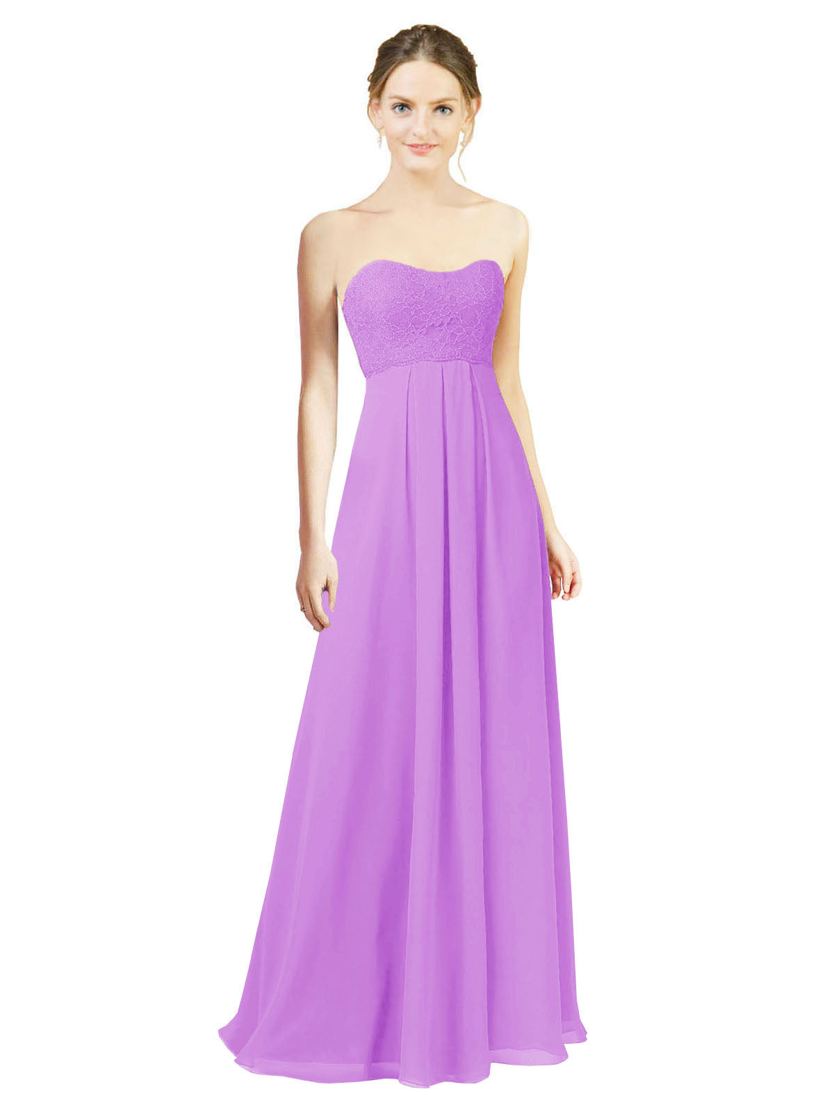 Violet A-Line Sweetheart Strapless Long Bridesmaid Dress Melany