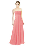 Watermelon A-Line Sweetheart Strapless Long Bridesmaid Dress Melany