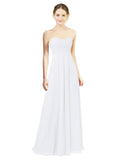 White A-Line Sweetheart Strapless Long Bridesmaid Dress Melany