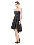 Slate Grey A-Line Sweetheart Knee Length, High Low Short Bridesmaid Dress Meredith