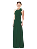 Dark Green Halter Sleeveless Long Bridesmaid Dress Alejandra