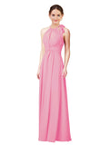 Hot Pink Halter Sleeveless Long Bridesmaid Dress Alejandra