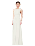 Ivory Halter Sleeveless Long Bridesmaid Dress Alejandra