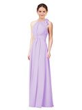 Lilac Halter Sleeveless Long Bridesmaid Dress Alejandra