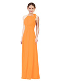 Orange Halter Sleeveless Long Bridesmaid Dress Alejandra