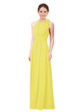 Yellow Halter Sleeveless Long Bridesmaid Dress Alejandra