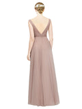 Long A-Line V-Neck Tulle Bridesmaid Dress Alaia