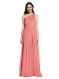 Long A-Line One Shoulder Sleeveless Desert Rose Chiffon Bridesmaid Dress Orlando
