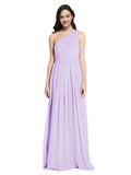 Long A-Line One Shoulder Sleeveless Lilac Chiffon Bridesmaid Dress Orlando