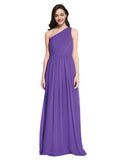Long A-Line One Shoulder Sleeveless Purple Chiffon Bridesmaid Dress Orlando