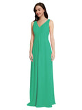 Long A-Line V-Neck Sleeveless Emerald Green Chiffon Bridesmaid Dress Auckland