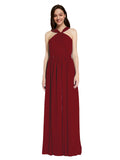 Long A-Line V-Neck Sleeveless Burgundy Chiffon Bridesmaid Dress Harris