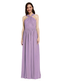 Long A-Line V-Neck Sleeveless Dark Lavender Chiffon Bridesmaid Dress Harris