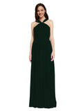Long A-Line V-Neck Sleeveless Ever Green Chiffon Bridesmaid Dress Harris