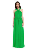 Long A-Line V-Neck Sleeveless Green Chiffon Bridesmaid Dress Harris