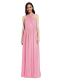 Long A-Line V-Neck Sleeveless Hot Pink Chiffon Bridesmaid Dress Harris