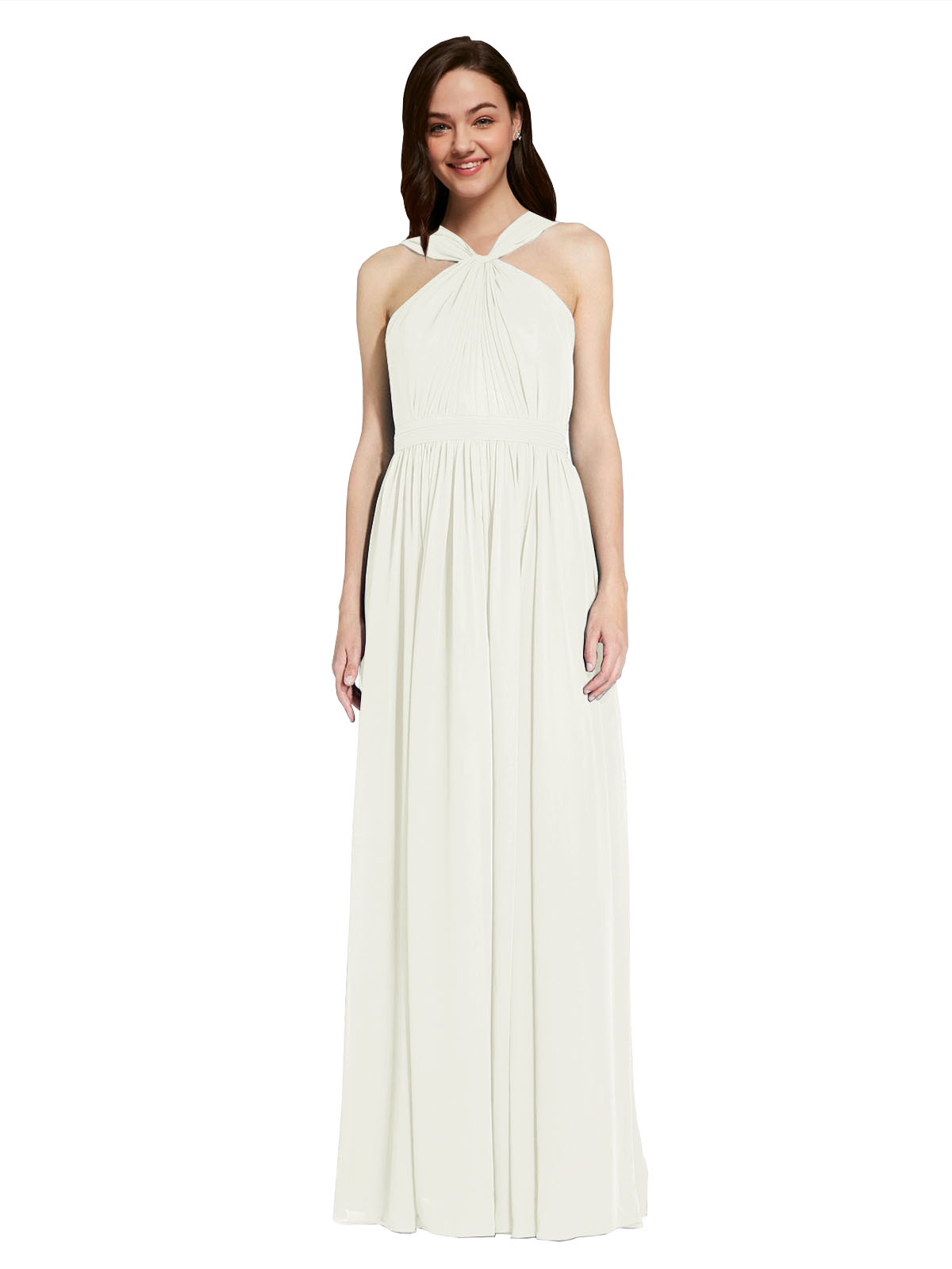 Long A-Line V-Neck Sleeveless Ivory Chiffon Bridesmaid Dress Harris