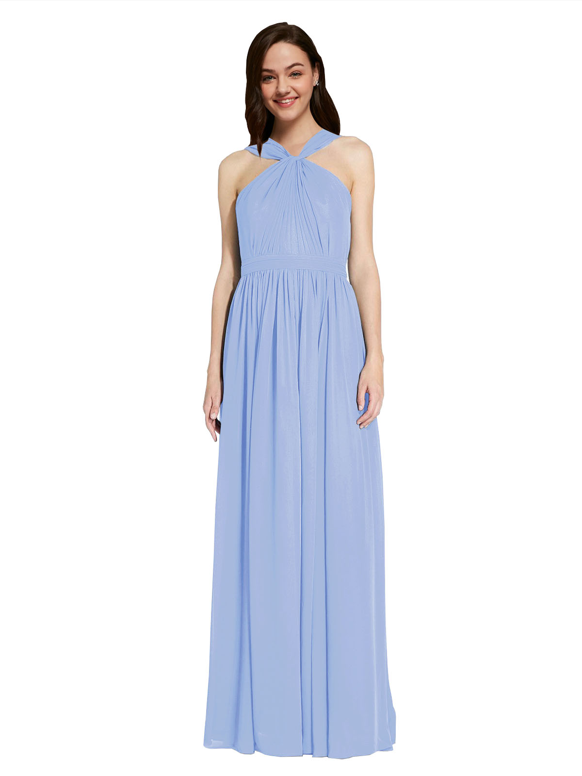 Long A-Line V-Neck Sleeveless Lavender Chiffon Bridesmaid Dress Harris
