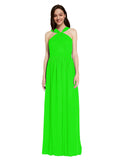 Long A-Line V-Neck Sleeveless Lime Green Chiffon Bridesmaid Dress Harris