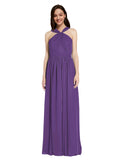 Long A-Line V-Neck Sleeveless Plum Purple Chiffon Bridesmaid Dress Harris