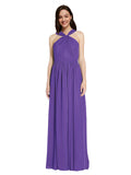 Long A-Line V-Neck Sleeveless Purple Chiffon Bridesmaid Dress Harris