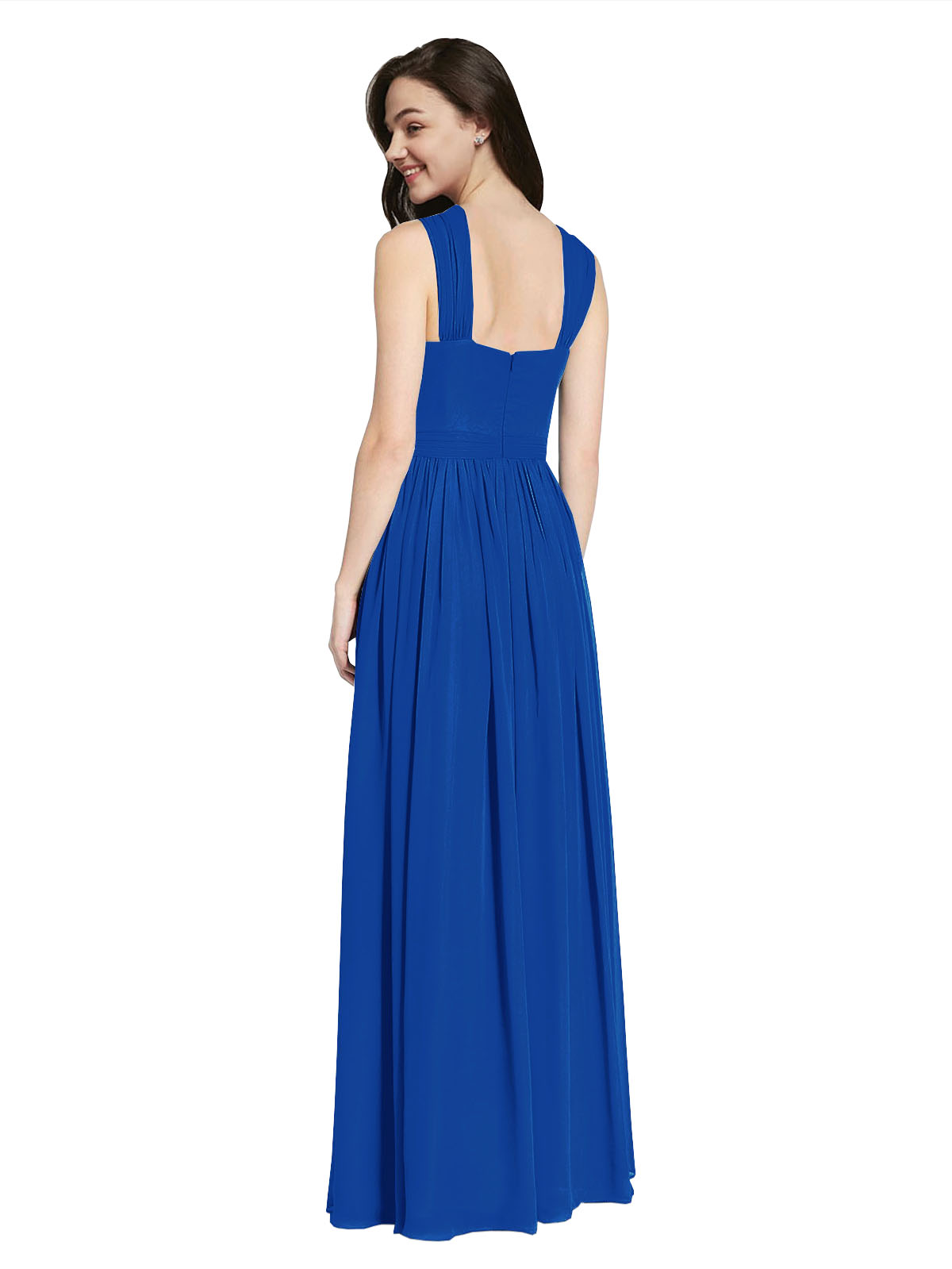 Long A-Line V-Neck Sleeveless Royal Blue Chiffon Bridesmaid Dress Harris