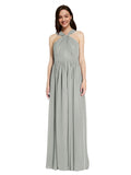 Long A-Line V-Neck Sleeveless Silver Chiffon Bridesmaid Dress Harris