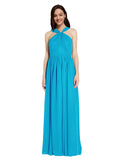 Long A-Line V-Neck Sleeveless Turquoise Chiffon Bridesmaid Dress Harris