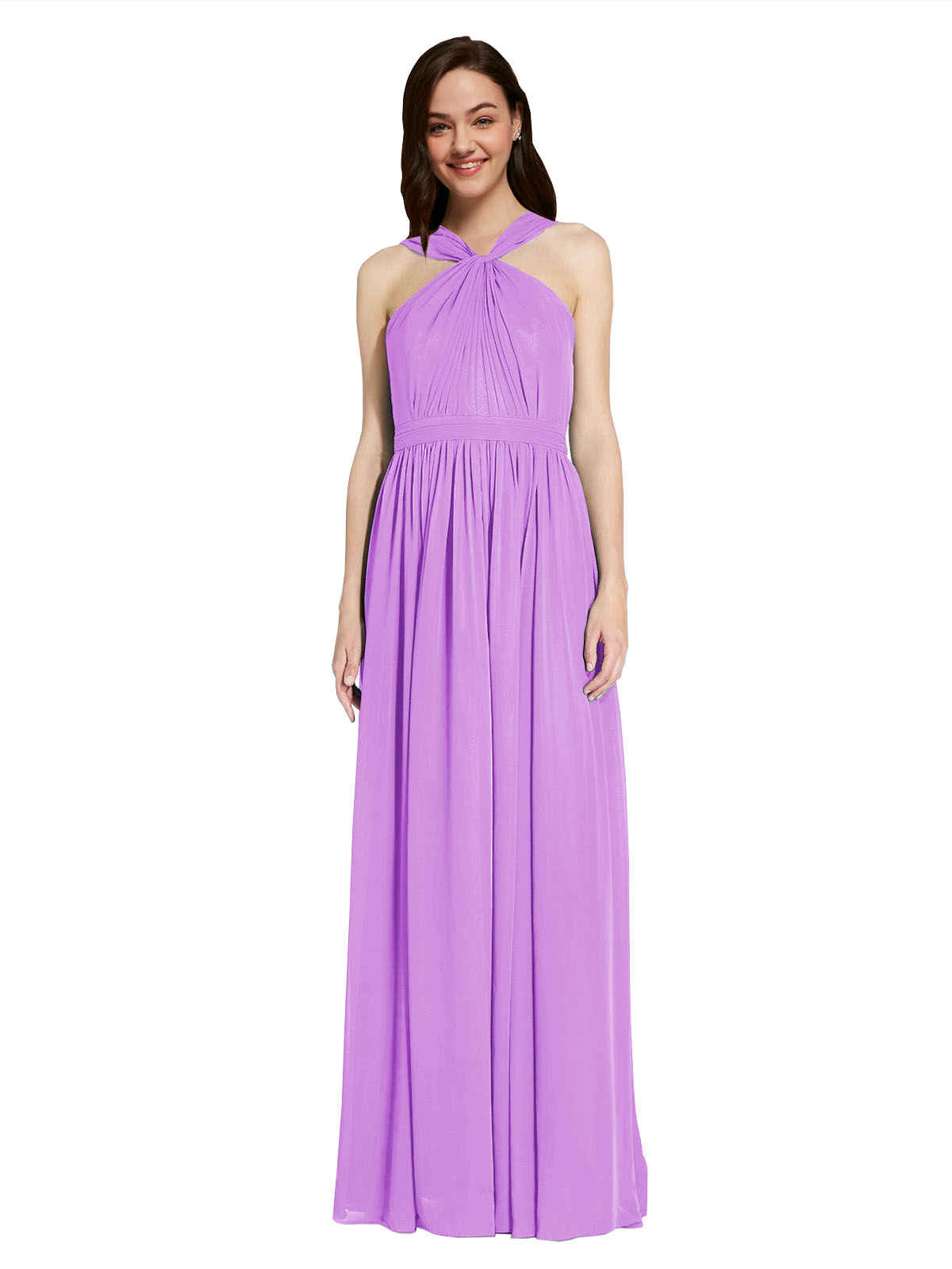 Long A-Line V-Neck Sleeveless Violet Chiffon Bridesmaid Dress Harris
