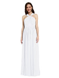 Long A-Line V-Neck Sleeveless White Chiffon Bridesmaid Dress Harris