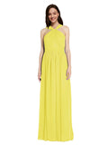 Long A-Line V-Neck Sleeveless Yellow Chiffon Bridesmaid Dress Harris
